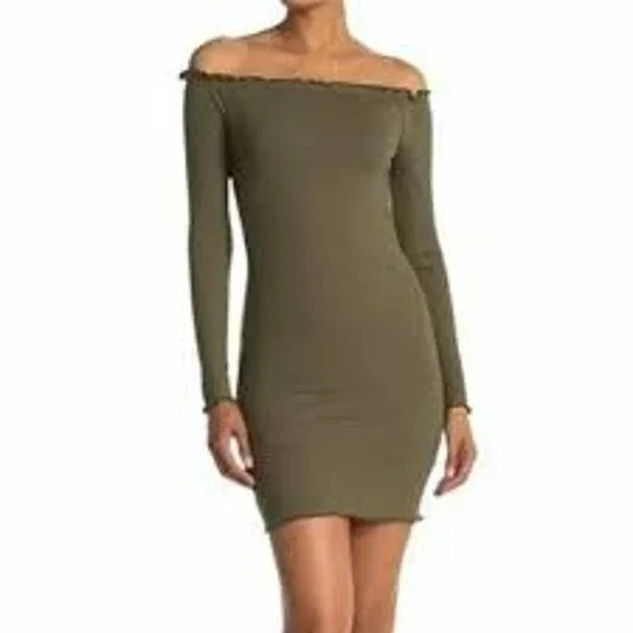 slim fit dress slacks Vero Dress In Olive Green Doppio Satin main image 1